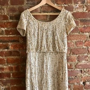 Gold / Champagne Beaded Cocktail Dress